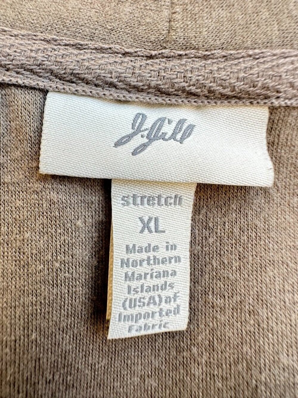 Lagenlook J Jill Stretch Cotton Modal Open Front Duster Vest Cardigan Taupe XL - Picture 4 of 9